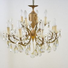 lampadario vintage in metallo e vetro a gocce