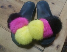 Camomilla sandali black donna pelliccia Rosa Nere Lolita platform ciabatte 38