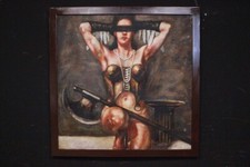 Bellissimo dipinto olio su tela / donna / ragazza / guerriera / Saturno Buttò