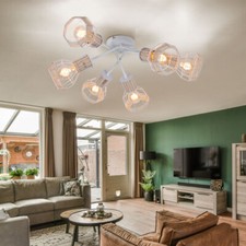 Plafoniera Luce Legno Bianco