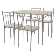 Set tavolo da pranzo con 4 sedie in acciaio per la cucina beige rovere chiaro