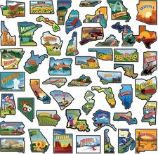 50 Pcs Map Fridge Magnets