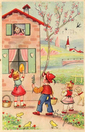 Cartolina buona pasqua - buona, croce