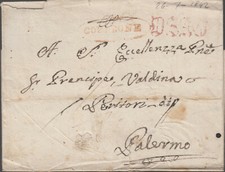 26 luglio 1842 Prefilatelica da Corleone per Palermo MSAG