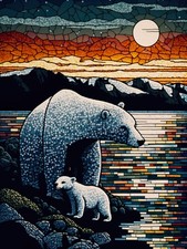 Orsi polari artici con onde