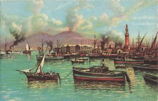 Cartolina Italia Napoli II Porto Porto Porto Porto Barche Pittore G Carelli 