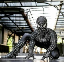 Costume cosplay uomo ragno veleno nero Spiderman tuta zentai Halloween