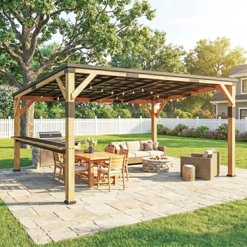 X14 wood gazebo hardtop - 10'x14', gazebo,