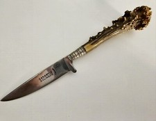 COLTELLO SOLINGEN TEDESCO METÀ XX secolo. IMPUGNATURA IN CORNO CON CUSTODIA IN PELLE LAMA 8,7 CM