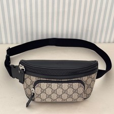 GUCCI GG Supreme 450946 borsa da cintura beige nera tela pelle marsupio unisex