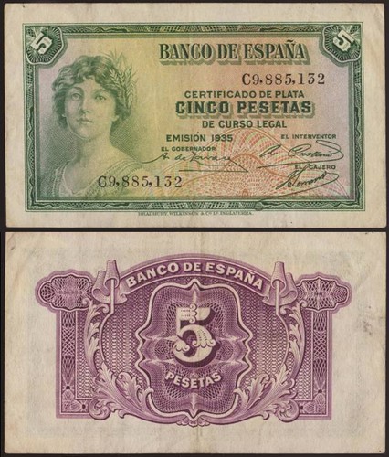 Spagna pesetas 1935 - -, 5