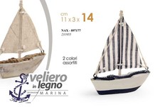 BARCA VELIERO DECORATIVA LEGNO