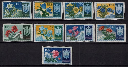 San marino 1953 fiori valori - san, 9
