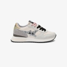 SUN 68  SCARPA DONNA  IN CAMOSCIO E TESSUTO  Z45217 STARGIRL GLITTER  BIANCO PAN