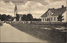 Cartolina Othem Gotland Svezia, Kyrkan och Skolan, chiesa, scuola - 3185388