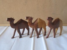 Set 3 statuette in legno fatte a mano arte africana statua cammello dromedario