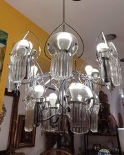 Lampadario anni 70' acciaio 12