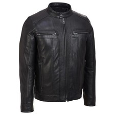Giacca moto uomo nera slim fit