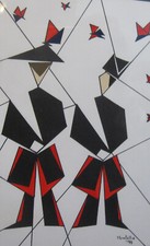 1994  Montella Due carabinieri e le Farfalle Futurismo no Pippo Rizzo Roma Chine