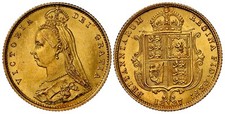 GRAN BRETAGNA Vittoria 1887 AV Mezza Sovrana. NGC MS65. S-3869; Marsh 478F