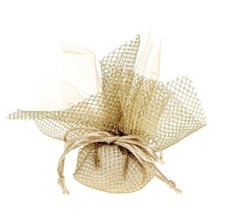 10X Velo rete metallic portaconfetti ORO 25cm con tiranti BOMBONIERA 1CDX