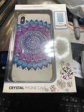 Custodia telefono iPhone 8. Cristalli di Swarovski nuovi con scatola design mandala trasparente.