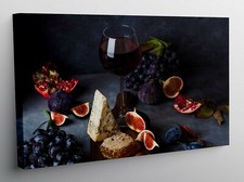 QUADRO MODERNO STAMPA TELA MODERNI QUADRI Vino Rosso Uva Fico Formaggio  t397