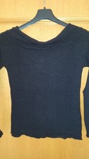 Maglia donna nero S corta con collo coprispalle
