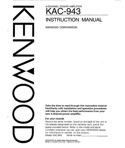 Kenwood kac 943 - kac-943, amplificatore