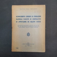Libretto Riconoscimento Giuridico di Federazioni Nazionali Fasciste … 1934