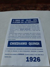  MANIFESTO FLYER ULTRAS 1926 AVELLINO NAPOLI 13-2-2005 MORTE ERCOLANO 20-9-2003 