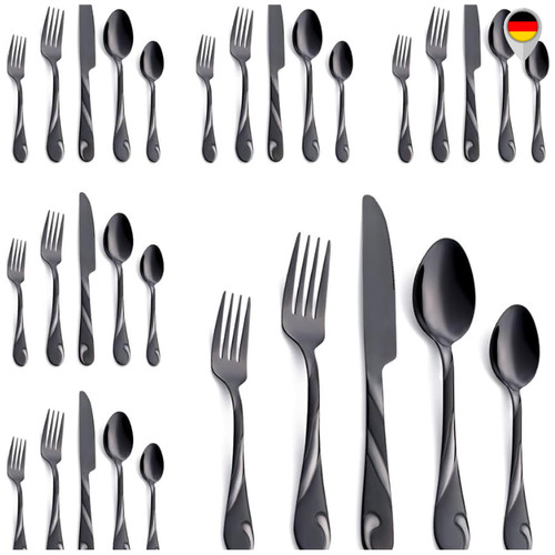 Set posate nero pezzi - set, 30