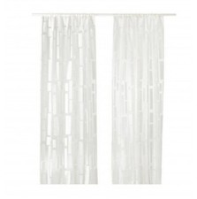 Rara coppia di tende trasparenti con motivo Strandrag Ikea bianche 145 x 250 cm 103.421.78