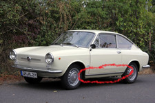 fregi bacchette laterali  + scritta 850 per fiat 850 sport coupe ed abarth