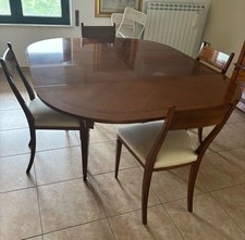 Tavolo legno allungabile Annibale Colombo con 4 sedie legno tessuto intarsiato