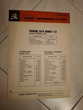 LUCAS EQUIPAGGIAMENTO ELETTRICO FURGONE ALFA ROMEO F 12 MOT PERKINS 4.108 - 1974