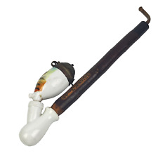 antica PIPA TABACCO PFEIFE TIROLESE in Porcellana Ceramica Ottone e Legno Rara