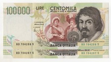 100000 LIRE CARAVAGGIO 2°
