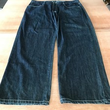 Jeans Ecko Unltd 72+ larghi uomo 38x32 nero vita alta elasticizzato skater grunge
