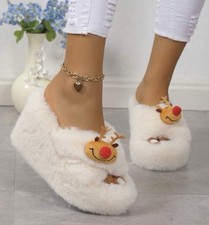 Sandalo bianco t pelliccia ciabatte pelose con zeppa e...