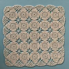 Centrino vintage all’uncinetto quadrato 30 cm cotone bianco fiori