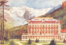 5884) GRAND HOTEL BUSCA THEDY, GRESSONEY (AOSTA) LA TRINITE'. VG NEL 1939.