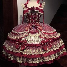 Abito jsk giapponese donna gotico Lolita con volant cosplay