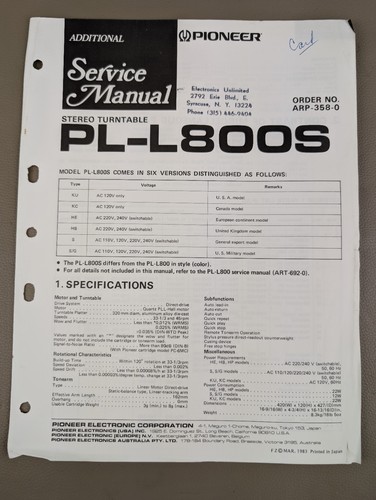 Pioneer l800s giradischi - pl-l800s,