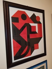 ENRICO CASTELLANI  vero multiplo su carta  70x55 del 99  certificato, in cornice