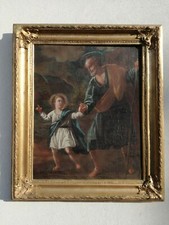 Dipinto antico olio su tela scuola emiliana San Giuseppe Bambino Gesù XVIII sec