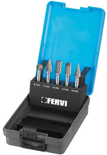 Serie set fresa 5 frese rotative in metallo duro Fervi a taglio diamante 6 mm