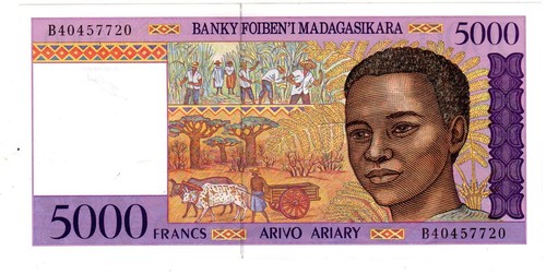 Madagascar billet 5000 francs - billet,