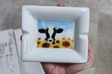 Posacenere Portacenere in ceramica Decoro mucca cielo fiori vintage