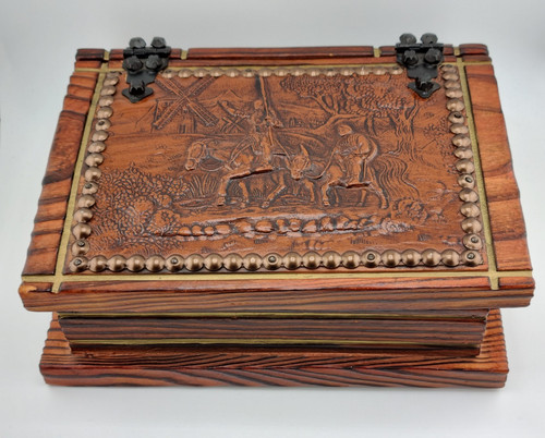 Book shaped wooden - shaped, studded